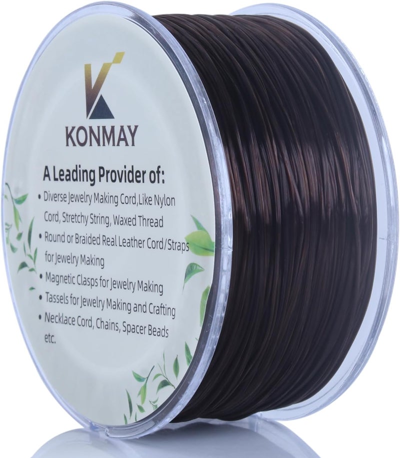 KONMAY 1 Rolls 0.8mm Flat Stretchy Bracelet Strings with Organizing Case, 90 Yards Brown Crystal Elastic Thread Cord for Jewelry Bracelets Making and Beading - Image 2